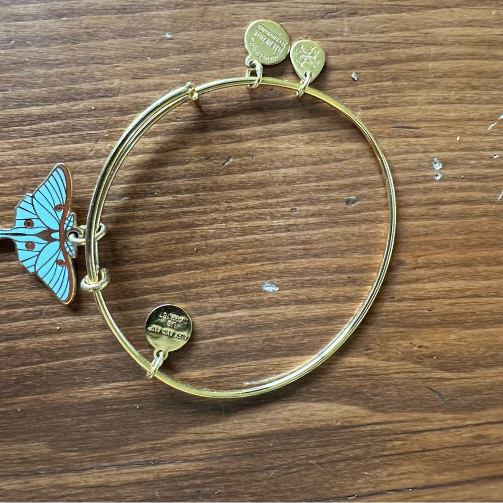 Alex and Ani Gold and Blue Charm Bracelet
